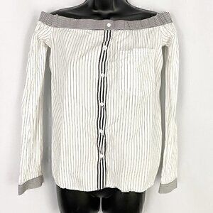 Bailey 44 Off‎ The Shoulder Long Sleeve Shirt Top White Stripe Size 0